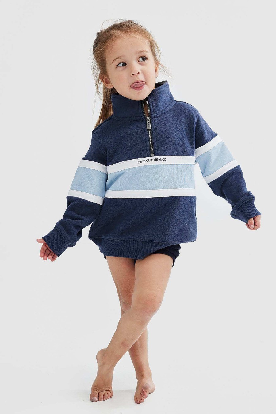 Junior Ortc Quarter Zips | Triple Panel Quarter Zip Jnr Navy And Pale Blue Navy & Pale Blue