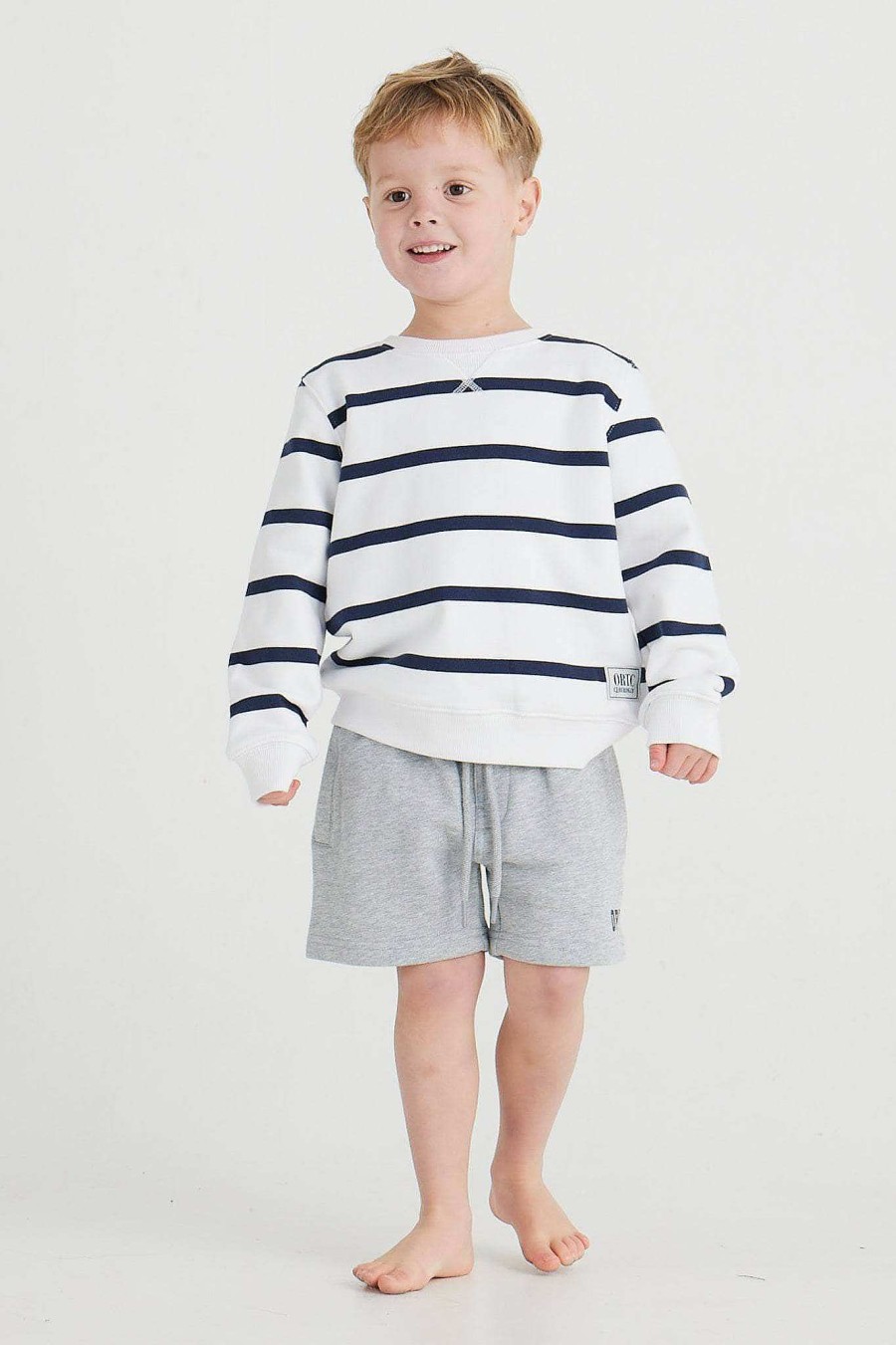 Junior Ortc Crews & Hoodies | Striped Crew Jnr White