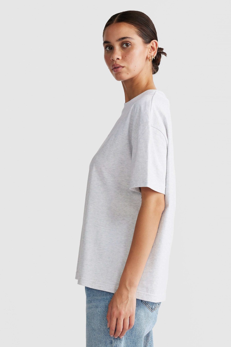 Women Ortc Tops | Oversized Logo T Shirt White Marle