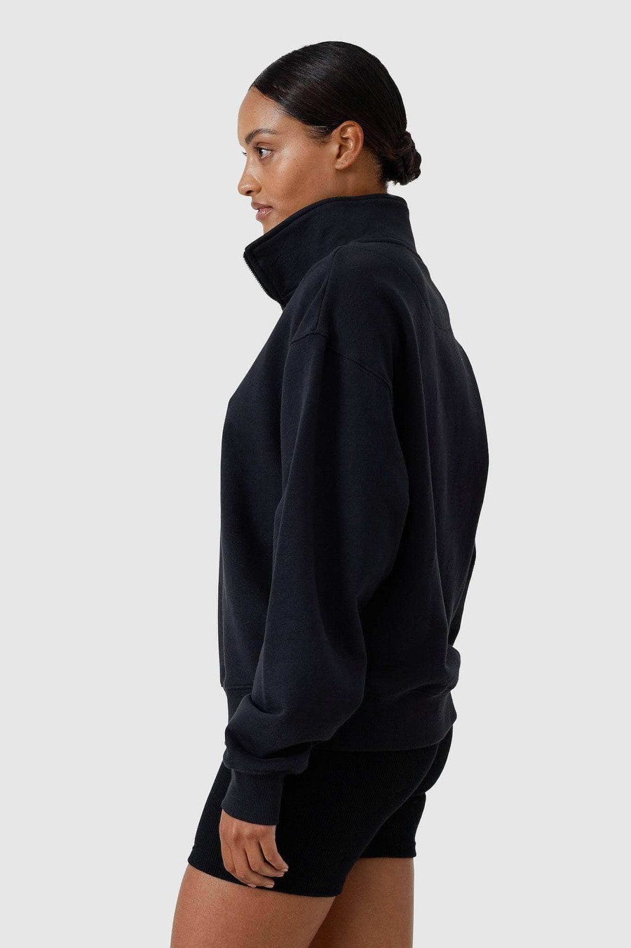 Women Ortc Sets | Quarter Zip Washed Black