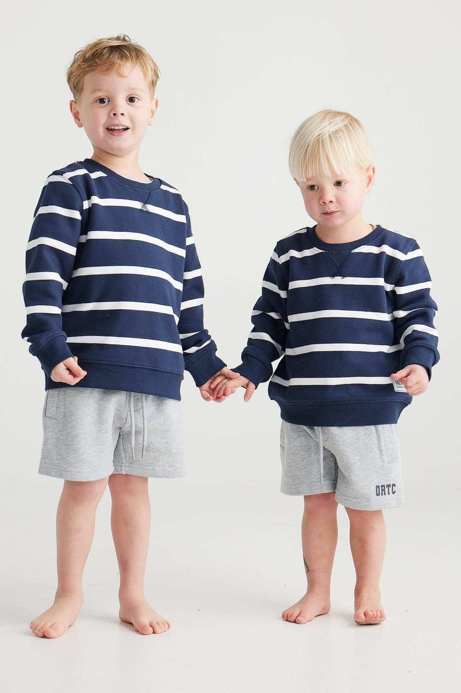 Junior Ortc Crews & Hoodies | Striped Crew Jnr Navy