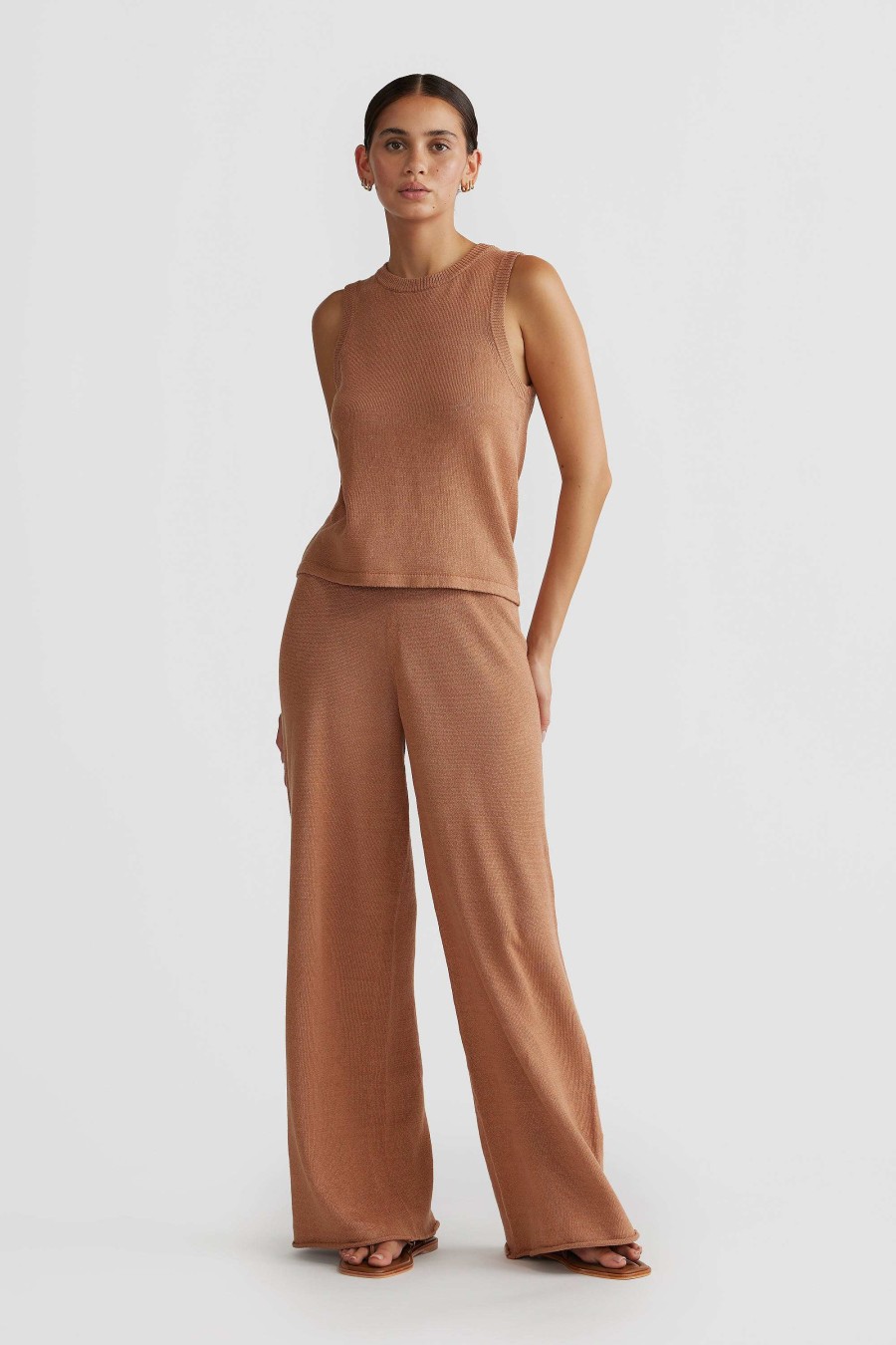 Women Ortc Linen | Remi Linen Knit Pants Clay