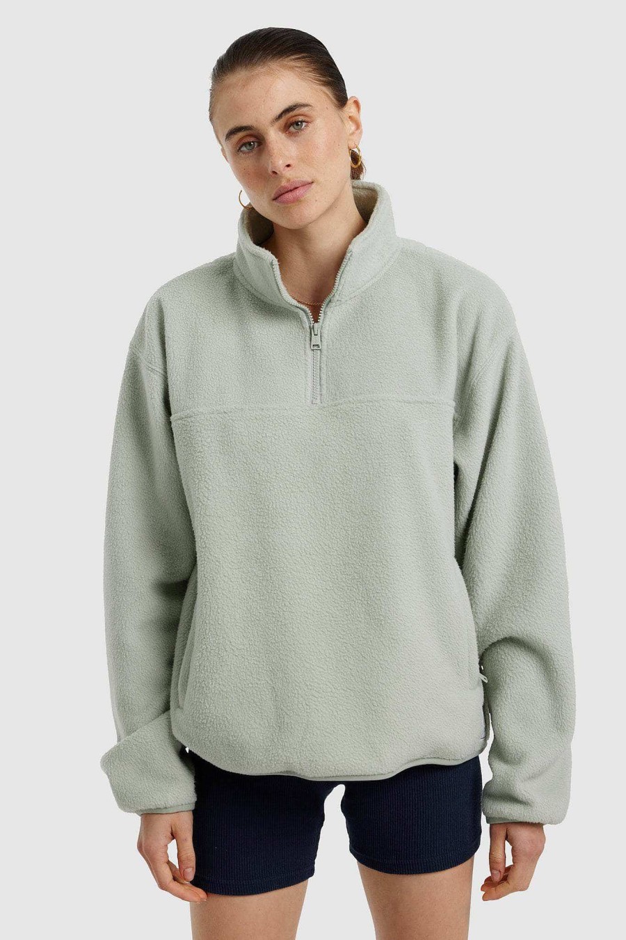 Men Ortc Sherpa Fleece | Sherpa Fleece Quarter Zip Sage