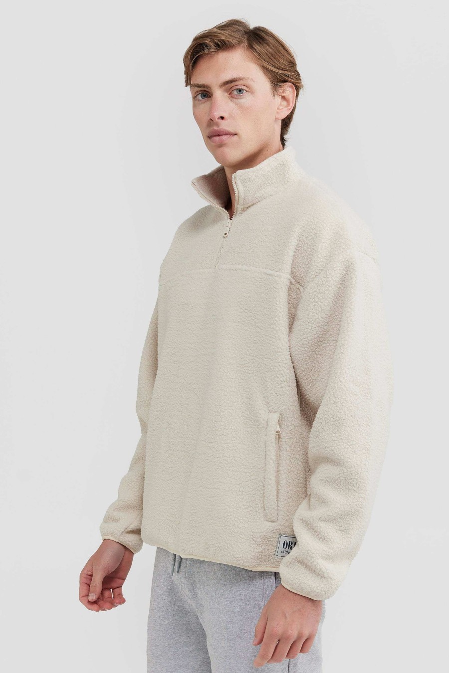 Men Ortc Sherpa Fleece | Sherpa Fleece Quarter Zip Natural