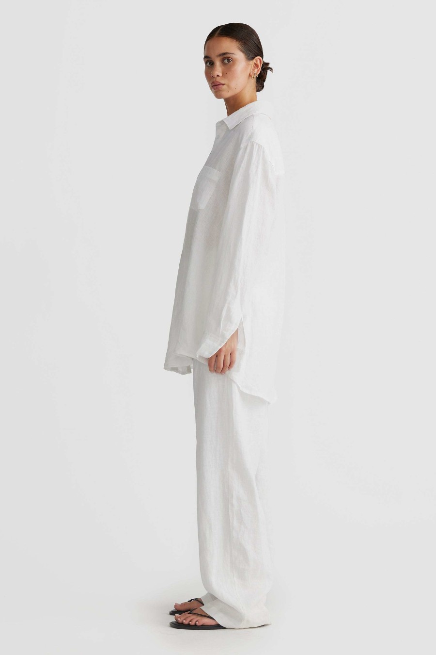 Women Ortc Linen | Blair Oversized Linen Shirt White