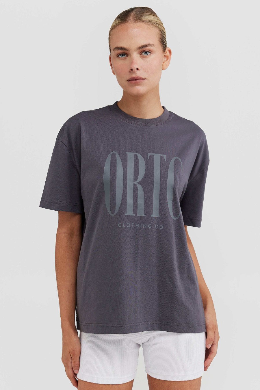 Women Ortc Tops | Spencer Logo T Shirt Charcoal