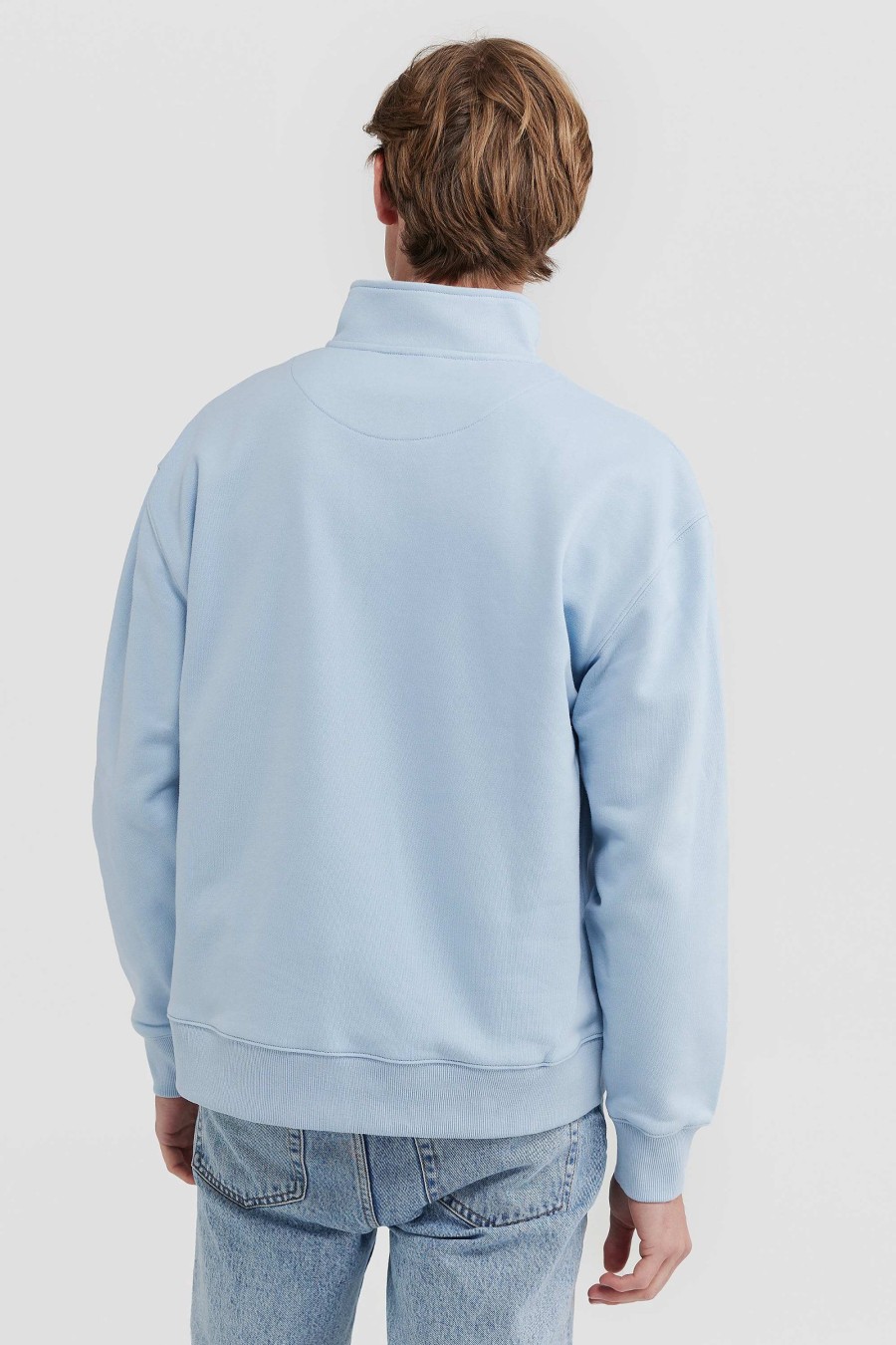 Men Ortc Quarter Zips | Oversized Logo Quarter Zip Pale Blue