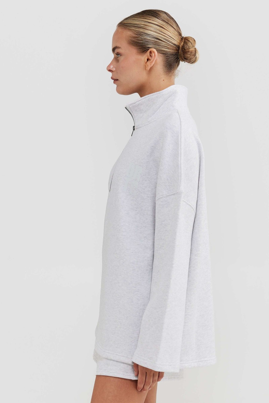 Women Ortc Loungewear | Isla Quarter Zip White Marle