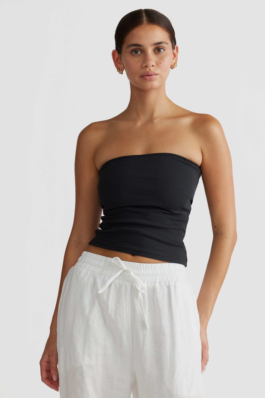 Women Ortc Tops | Alexis Rib Tube Top Black