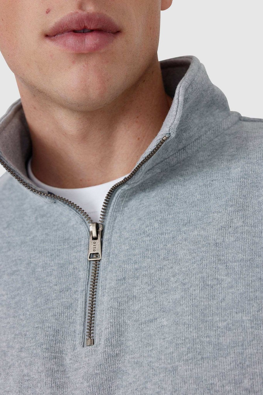 Men Ortc Quarter Zips | Kellock Ribbed Quarter Zip Grey Marle