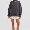 Women Ortc Loungewear | Classic Logo Quarter Zip Charcoal