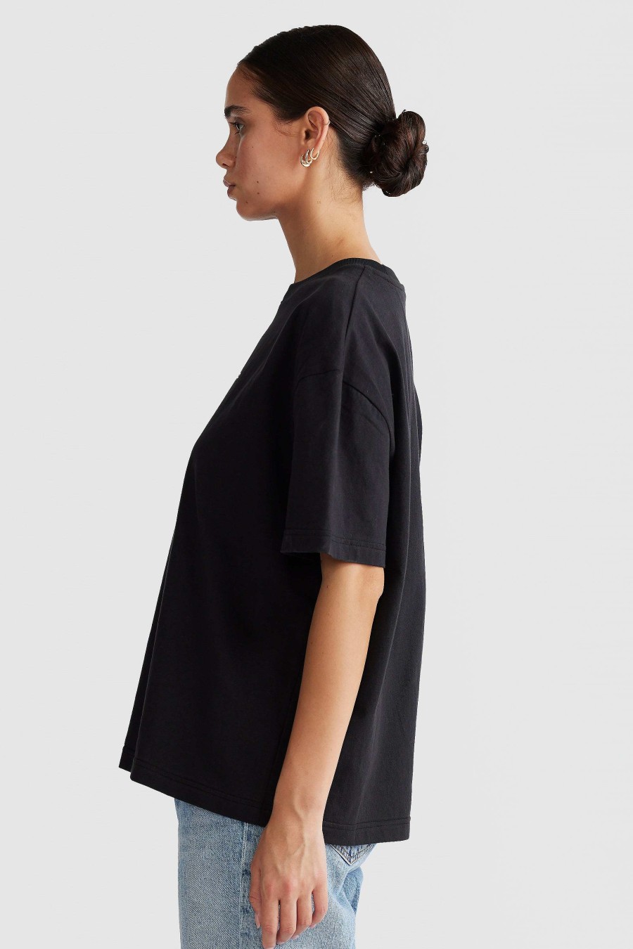 Women Ortc Loungewear | Oversized Logo T Shirt Washed Black