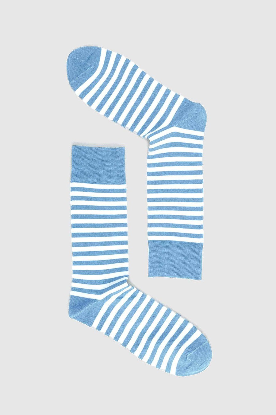 Men Ortc Socks | Stripes Socks Pale Blue And White