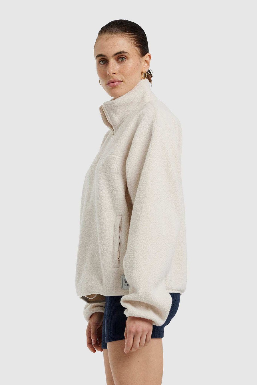 Women Ortc Loungewear | Sherpa Fleece Quarter Zip Natural