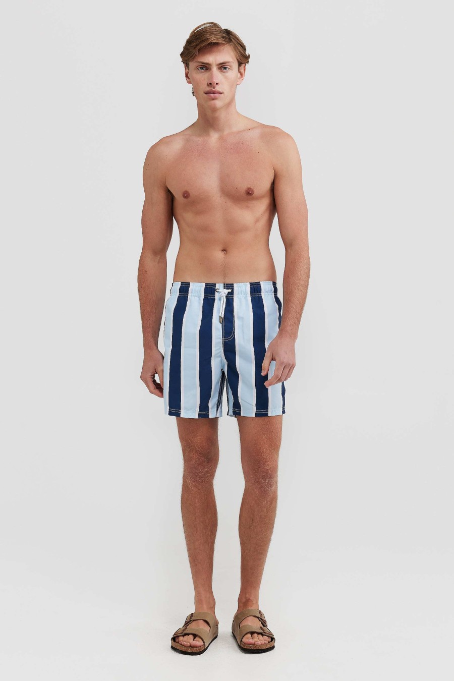 Men Ortc Swimwear | Hamelin Pale Blue Swim Shorts Pale Blue & Navy