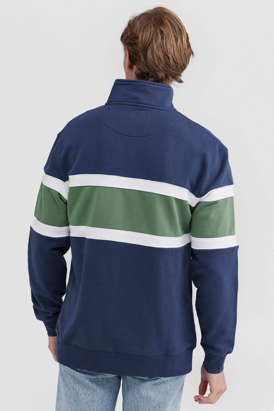 Men Ortc Quarter Zips | Triple Panel Quarter Zip Navy And Olive Navy & Olive