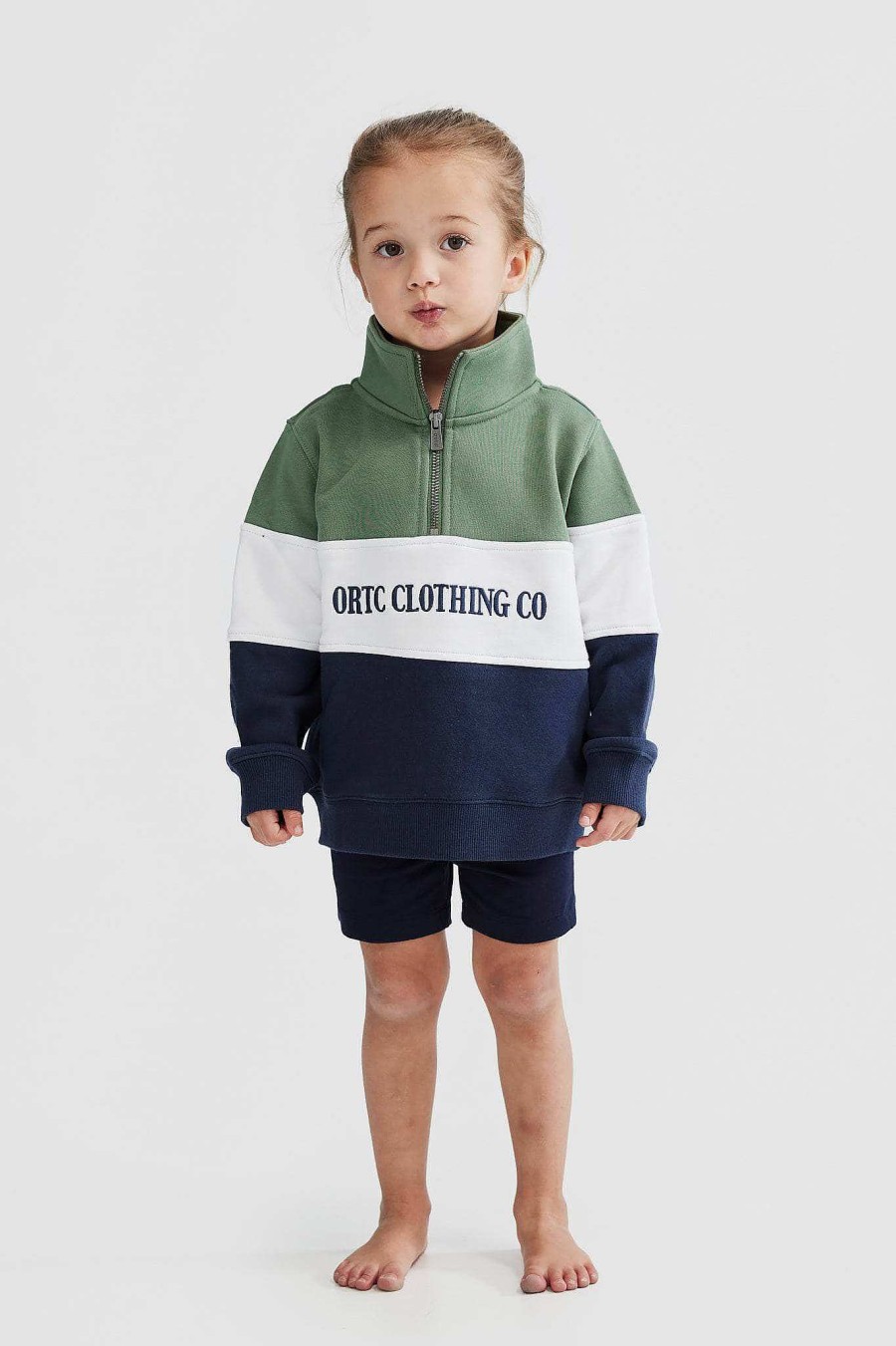 Junior Ortc Quarter Zips | Classic Logo Quarter Zip Jnr Olive And Navy Olive & Navy