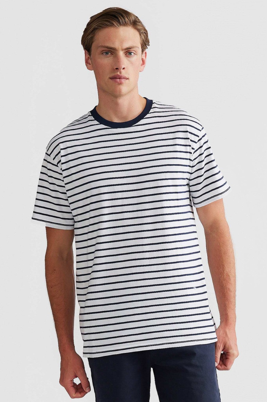 Men Ortc T Shirts | Louis Stripe T Shirt White