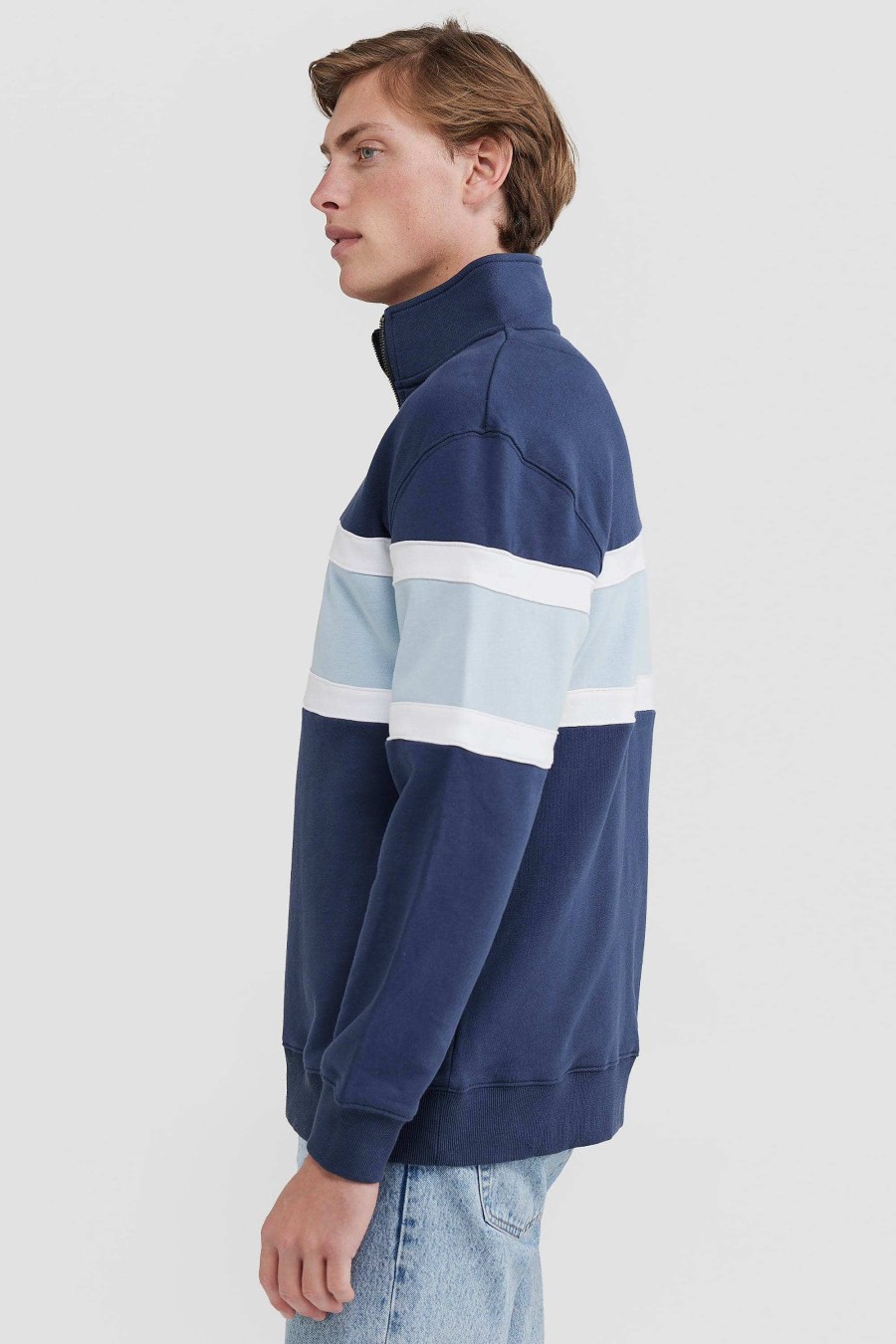 Men Ortc Quarter Zips | Triple Panel Quarter Zip Navy And Pale Blue Navy & Pale Blue