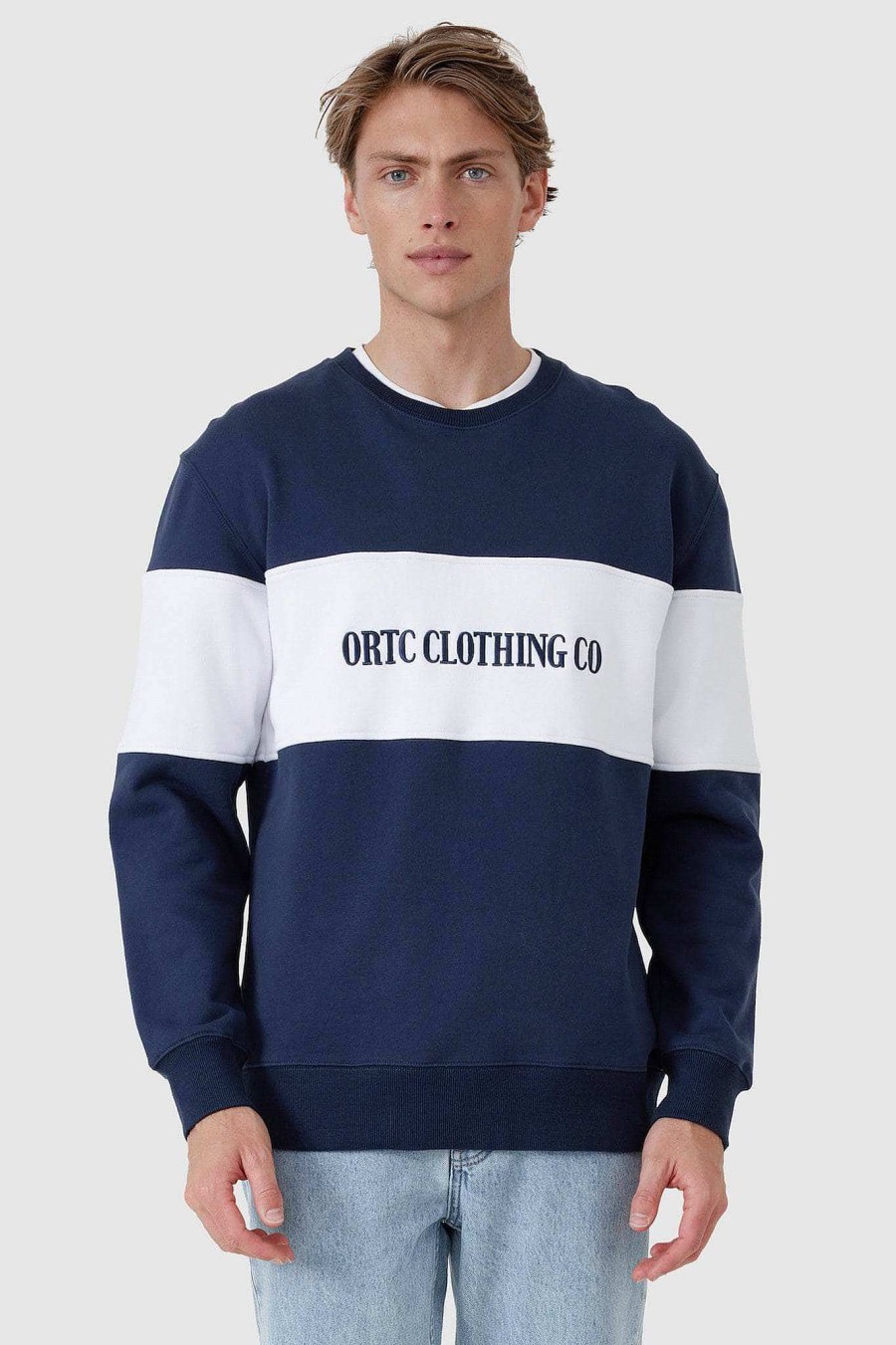 Men Ortc Crews & Hoodies | Classic Logo Crew Navy And White