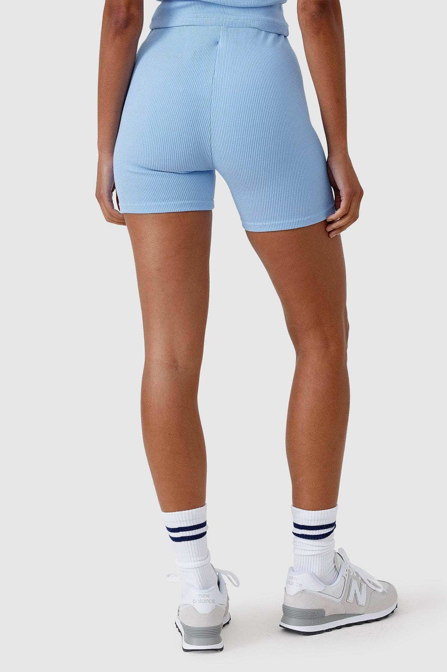 Women Ortc Sets | Ribbed Bike Shorts Pale Blue