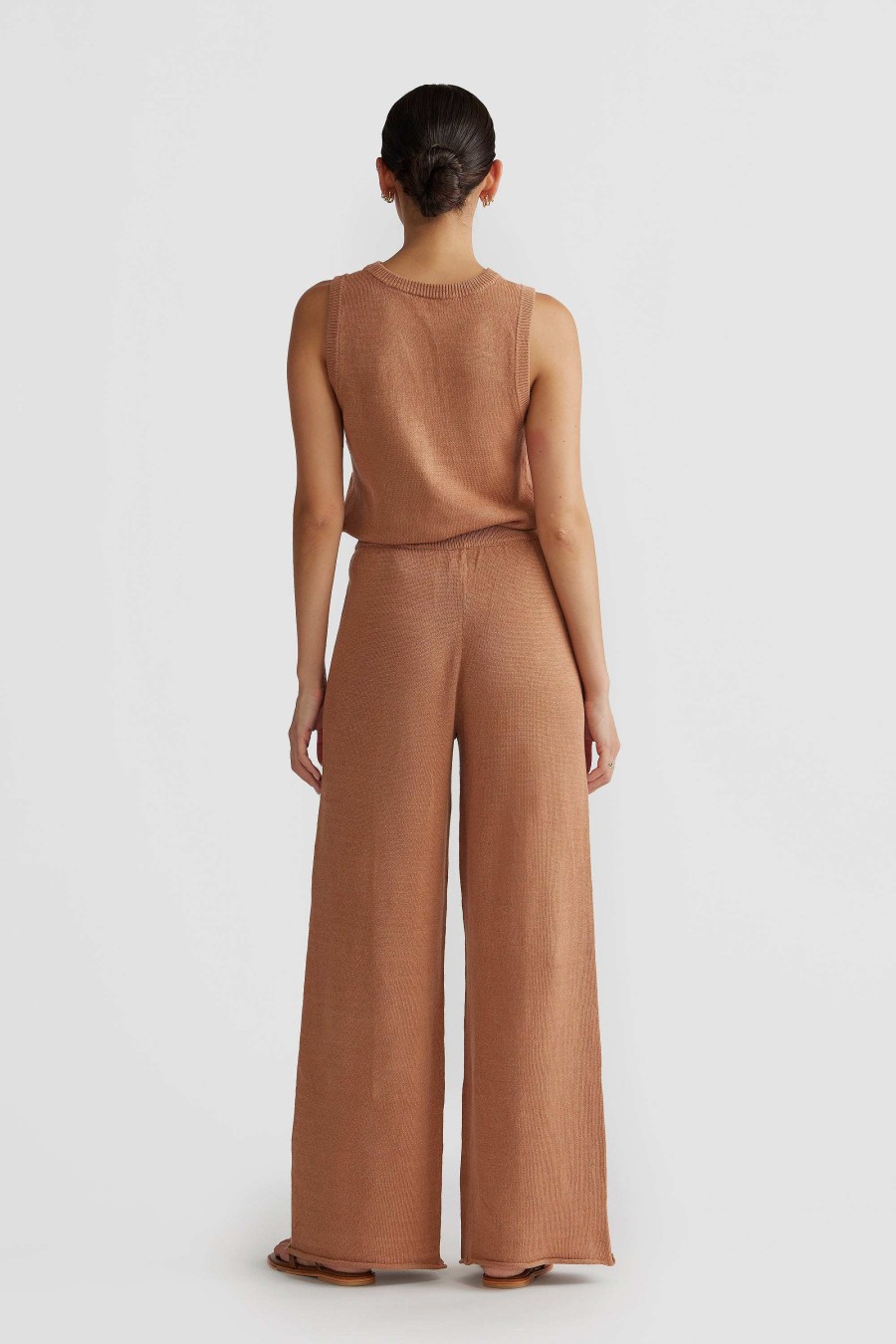 Women Ortc Sets | Remi Linen Knit Pants Clay