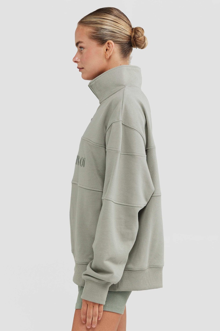 Women Ortc Sets | Womens Classic Logo Quarter Zip Dusty Olive