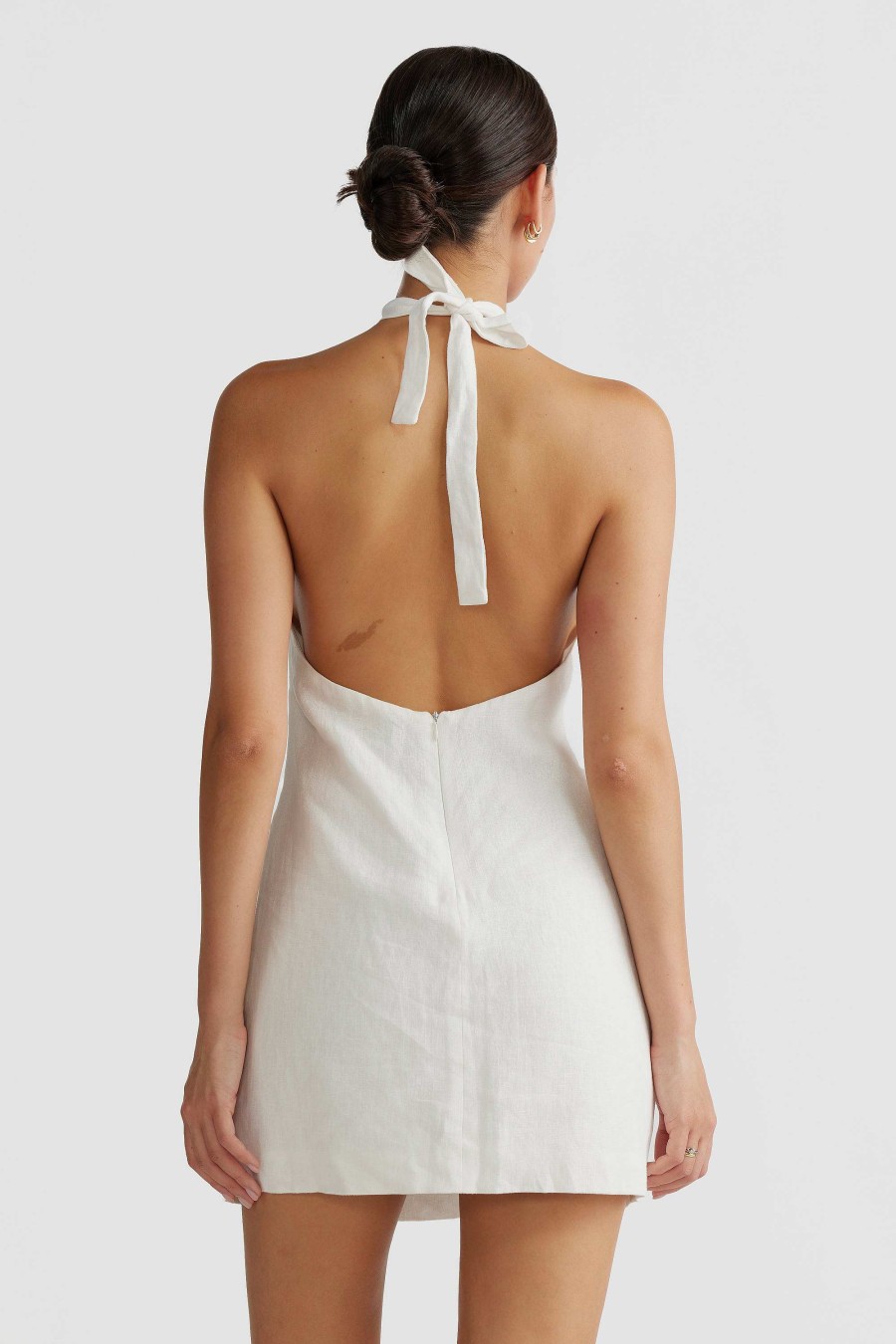 Women Ortc Linen | Kaia Halter Mini Dress White