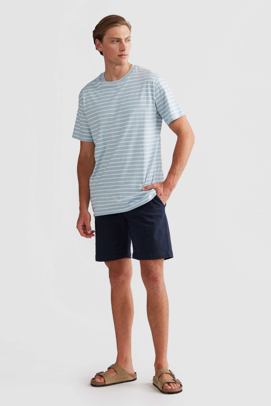 Men Ortc T Shirts | Louis Stripe T Shirt Pale Blue