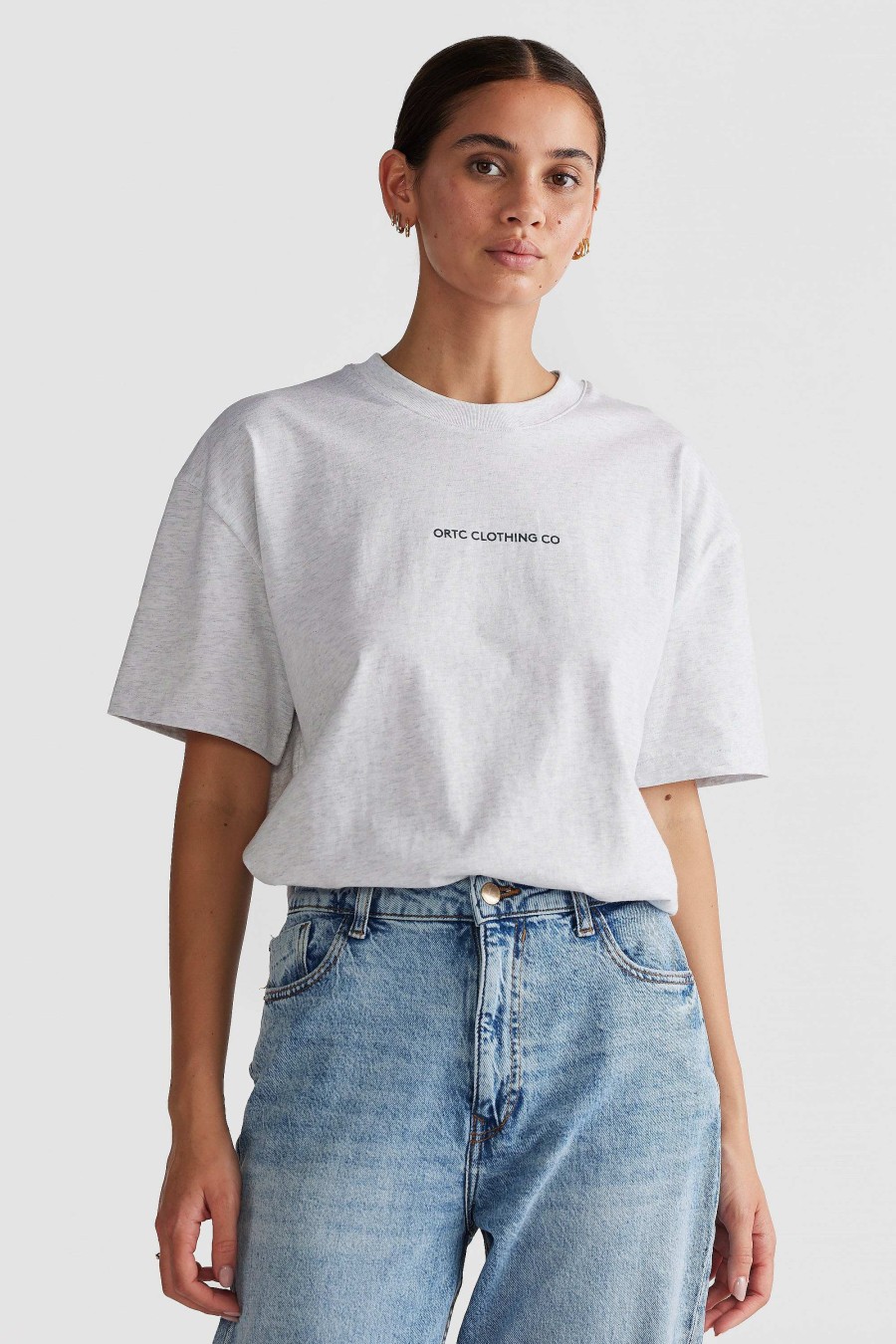 Women Ortc Loungewear | Oversized Logo T Shirt White Marle