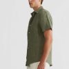 Men Ortc Linen | Linen Shirt Short Sleeve Olive