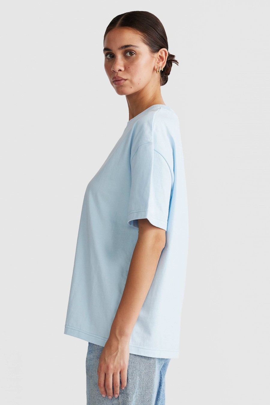 Women Ortc Tops | Oversized Logo T Shirt Pale Blue