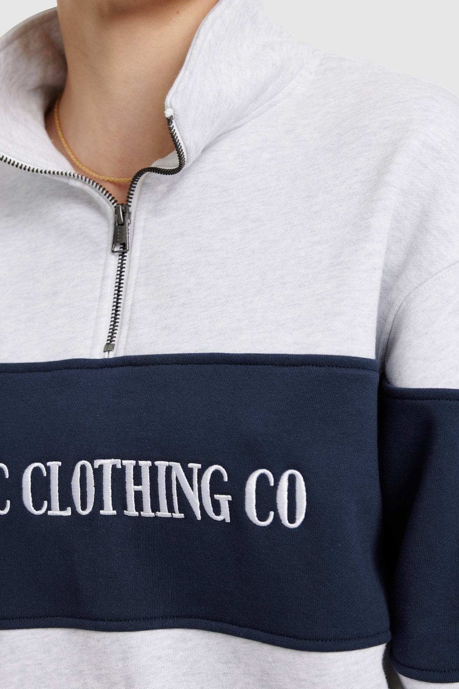 Women Ortc Sweats | Womens Classic Logo Quarter Zip White Marle