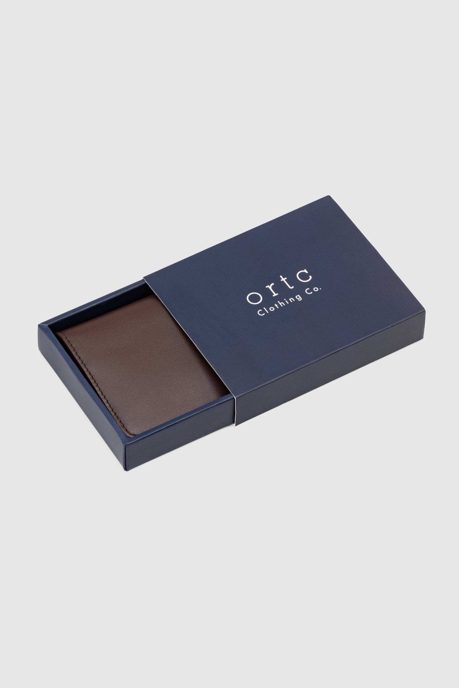 Men Ortc Wallets | Leather Bifold Card Holder Chocolate