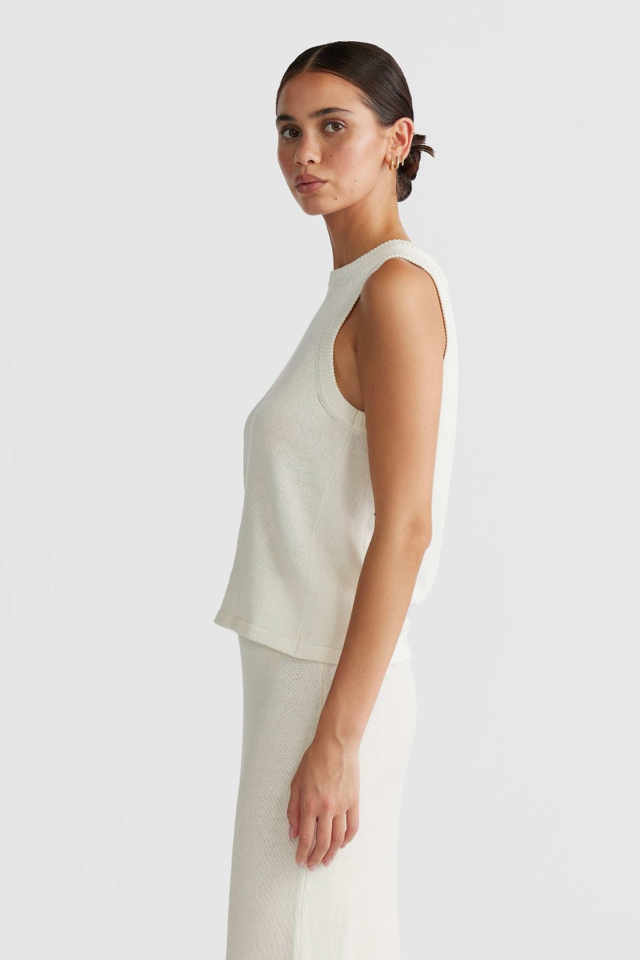 Women Ortc Tops | Remi Linen Knit Tank Ivory