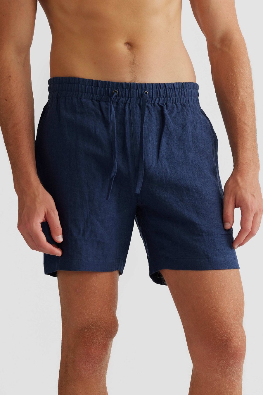 Men Ortc Linen | Linen Shorts Navy