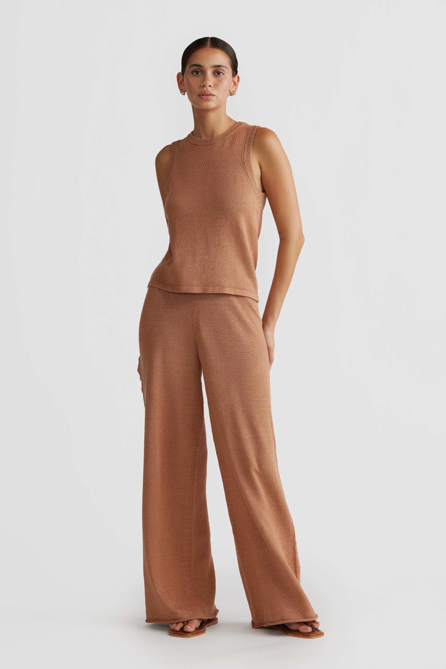 Women Ortc Bottoms | Remi Linen Knit Pants Clay