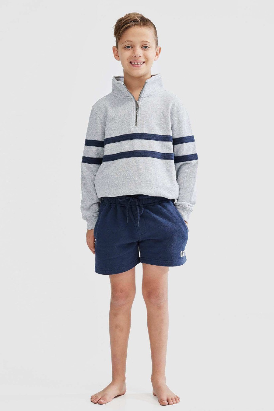 Junior Ortc Quarter Zips | Collegiate Stripe Quarter Zip Jnr Grey Marle