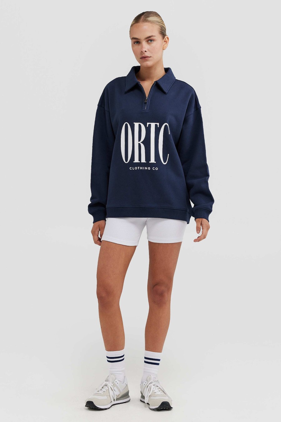 Women Ortc Loungewear | Spencer Logo Quarter Zip Navy