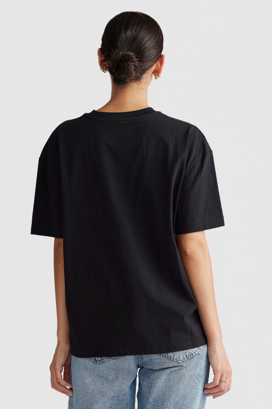 Women Ortc Tops | Oversized Logo T Shirt Washed Black