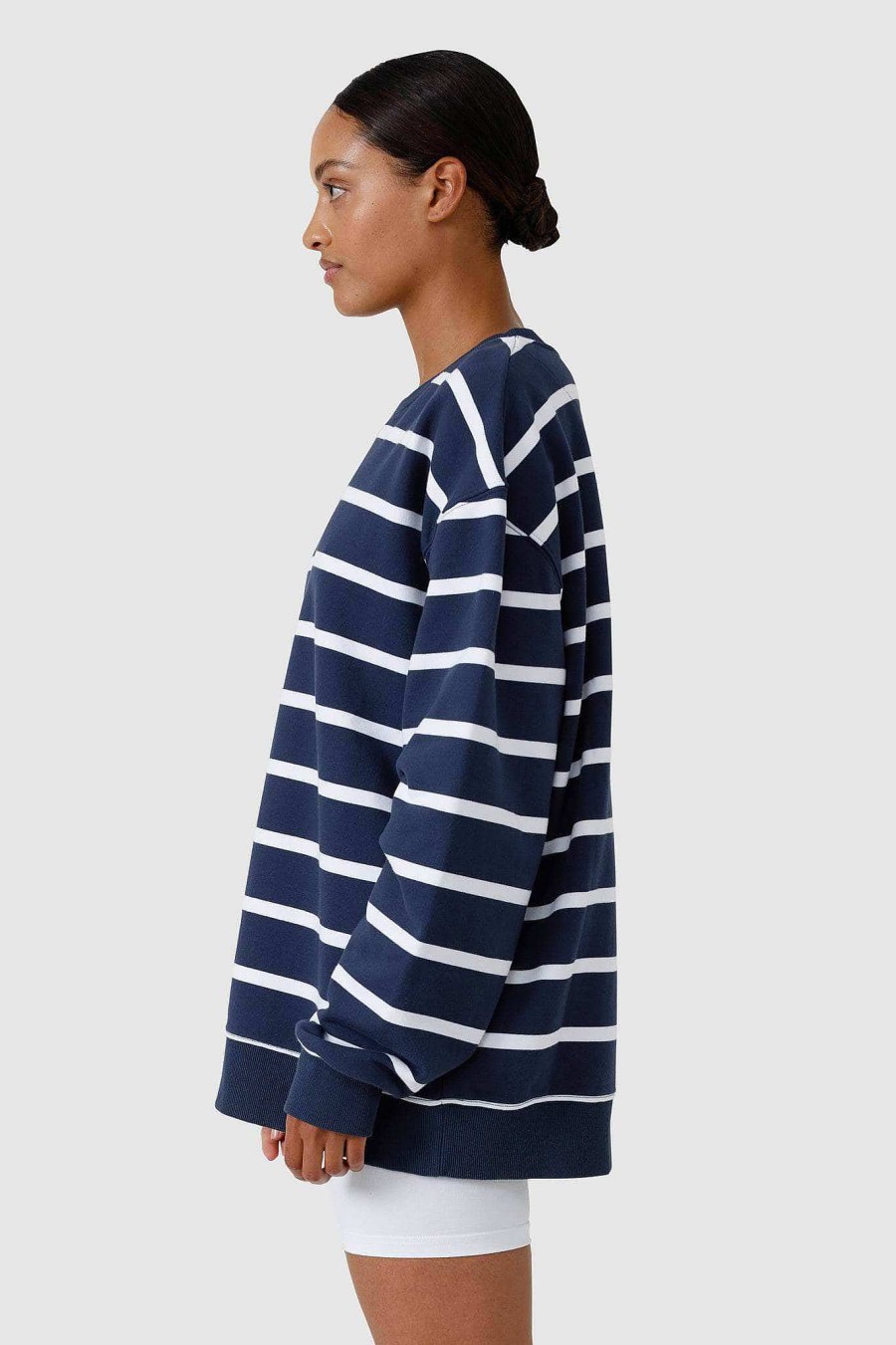 Women Ortc Loungewear | Unisex Striped Crew Navy