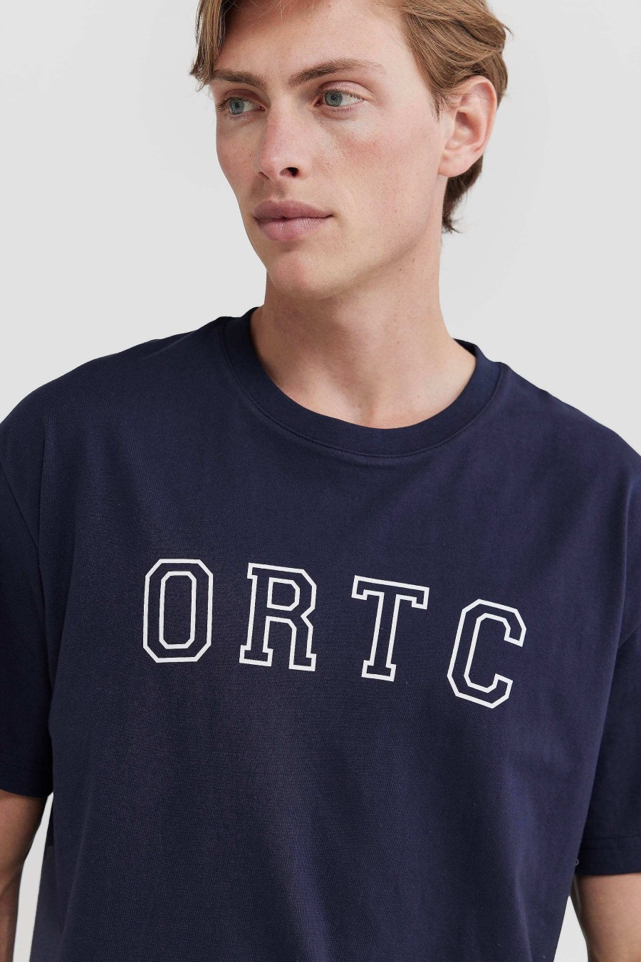 Men Ortc T Shirts | College T Shirt White Logo Navy And White