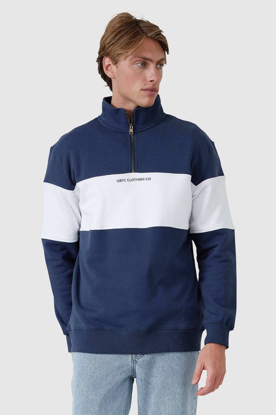 Men Ortc Quarter Zips | Panel Quarter Zip Navy