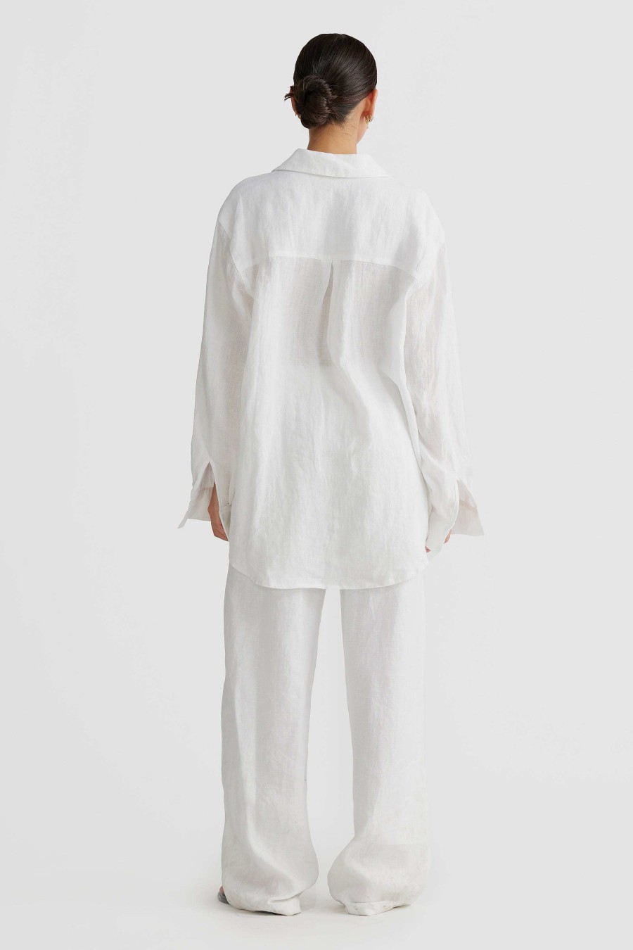 Women Ortc Tops | Blair Oversized Linen Shirt White