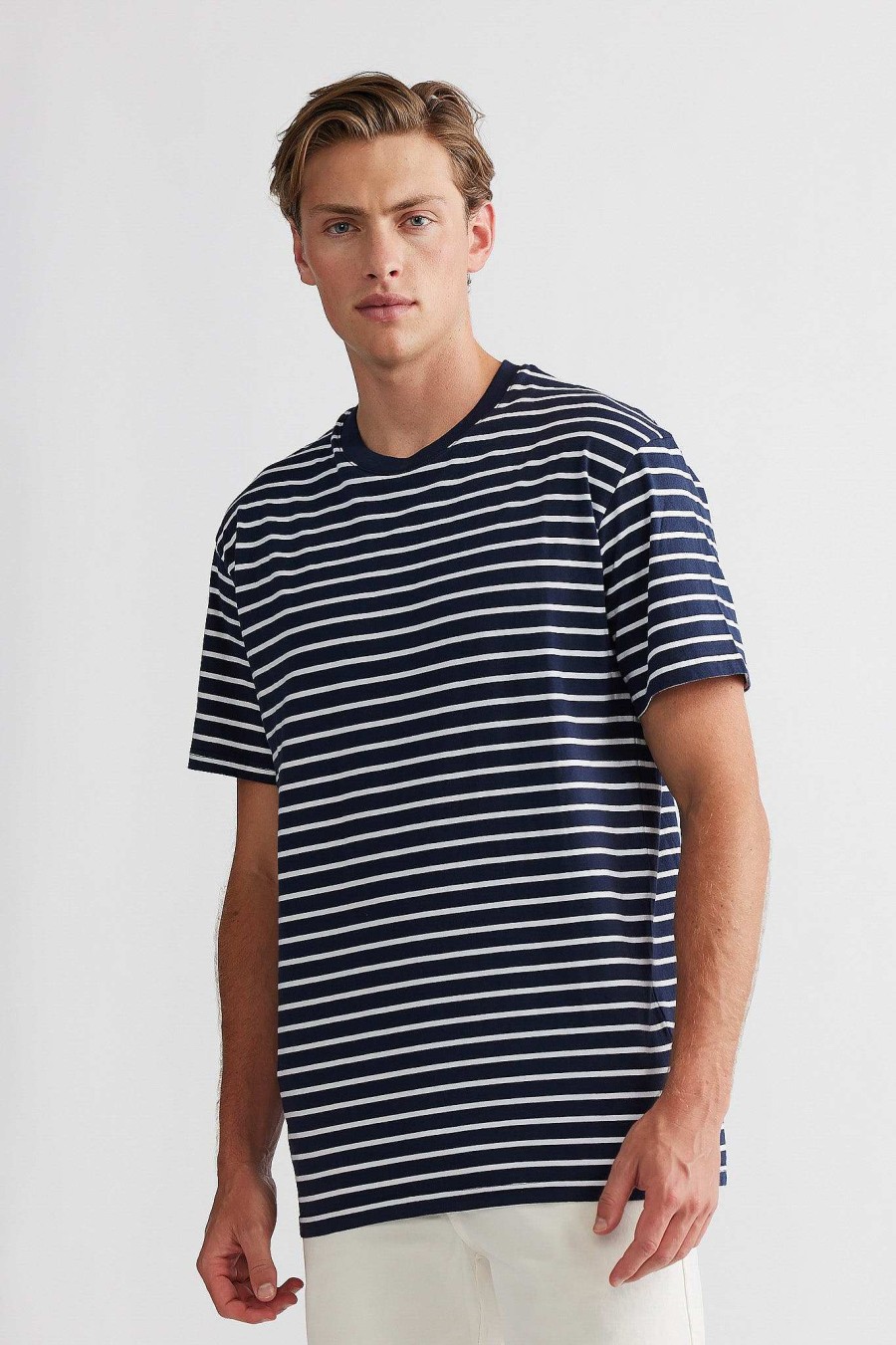 Men Ortc T Shirts | Louis Stripe T Shirt Navy