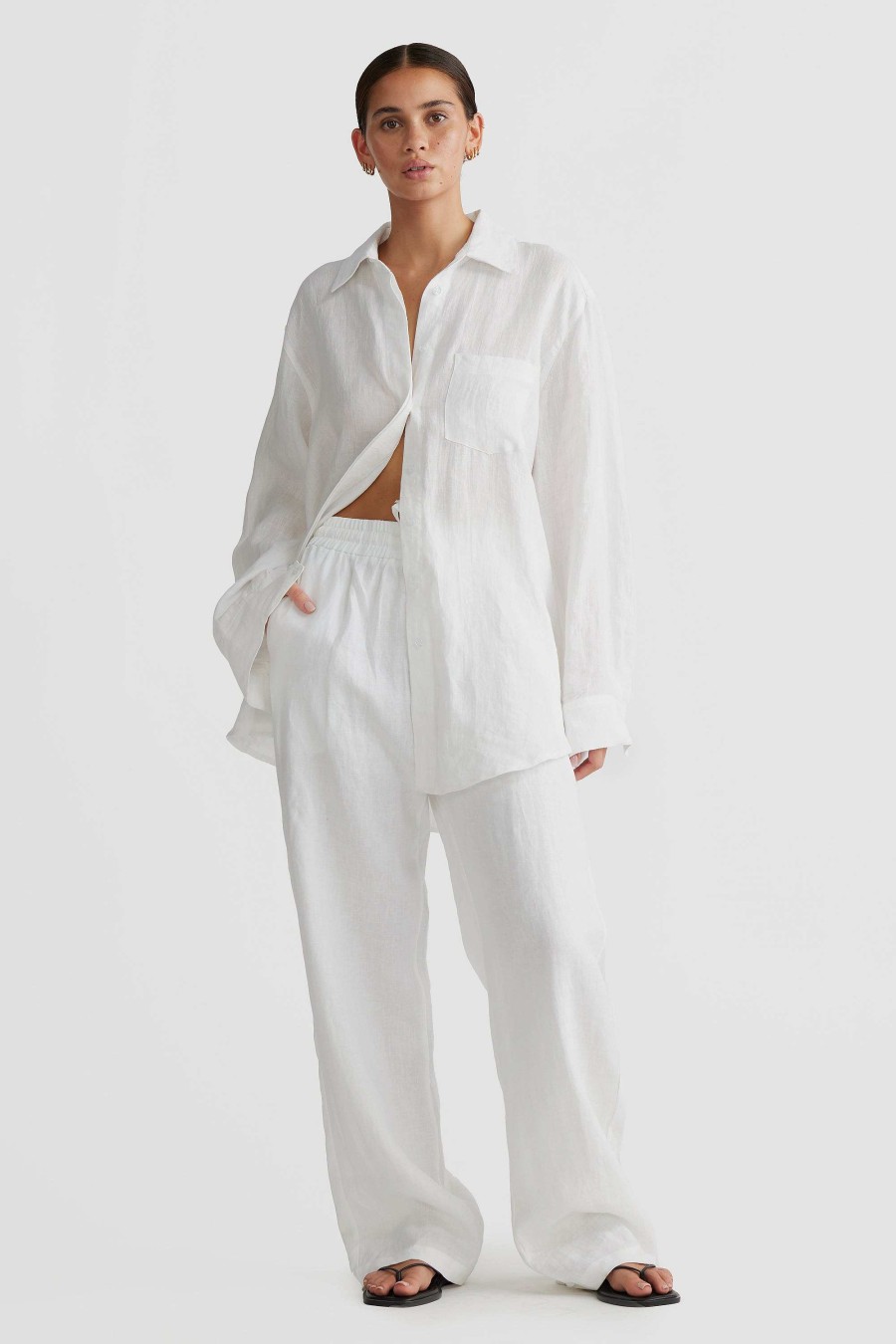 Women Ortc Linen | Blair Oversized Linen Shirt White