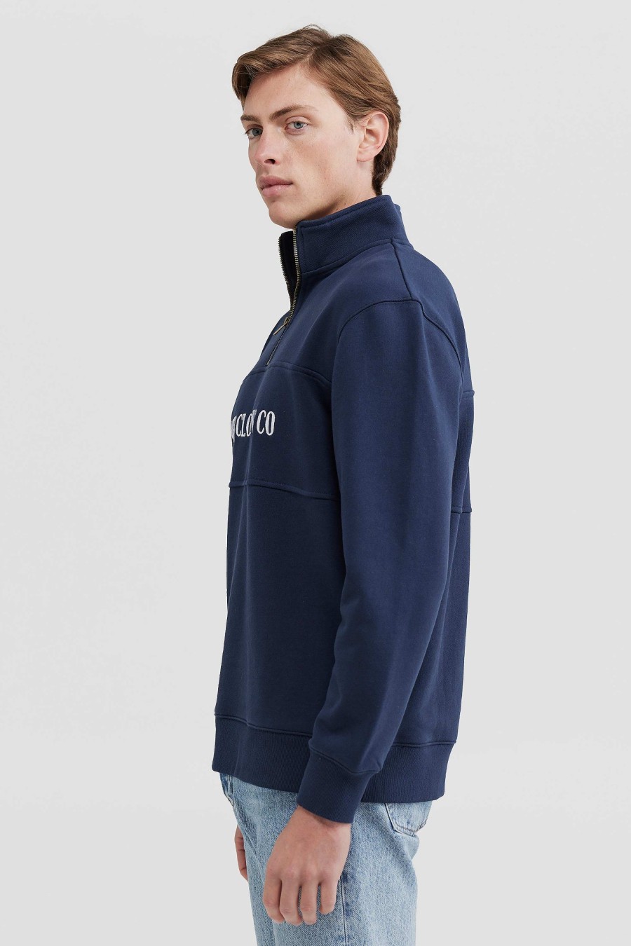 Men Ortc Quarter Zips | Classic Logo Quarter Zip Solid Navy