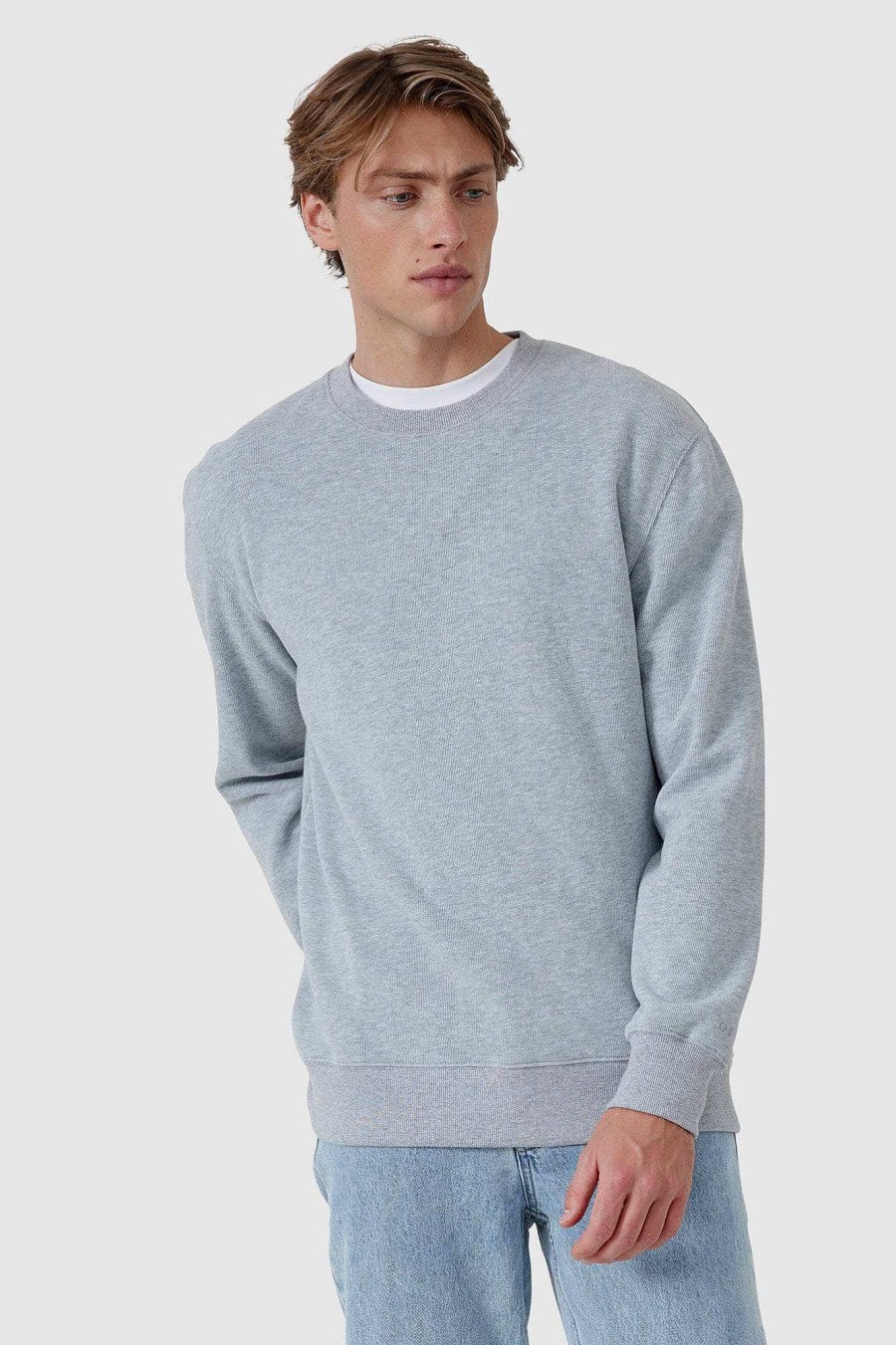 Men Ortc Crews & Hoodies | Kellock Ribbed Crew Grey Marle