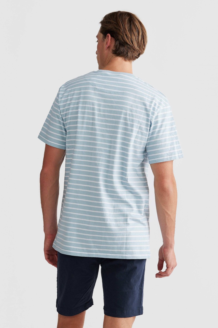 Men Ortc T Shirts | Louis Stripe T Shirt Pale Blue