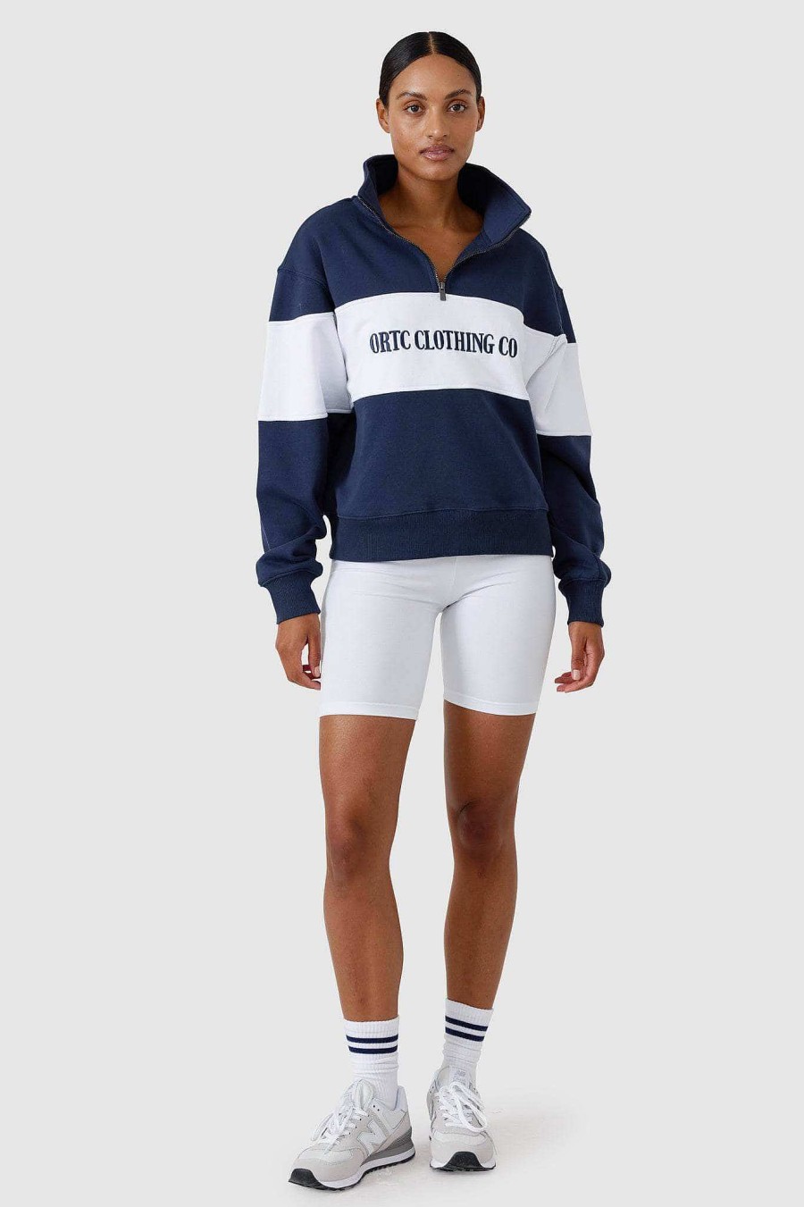 Women Ortc Loungewear | Classic Logo Quarter Zip Navy